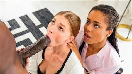 Шоколадка познакомила хрупкую подругу со своим черным ебырем с огромным пенисом